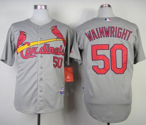 Cardinals #50 Adam Wainwright Grey Stitched MLB Jersey - Click Image to Close